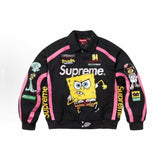 Supreme x SpongeBob SquarePants Graphic Black & Pink Bomber Jacket
