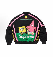 Supreme x SpongeBob SquarePants Graphic Black & Pink Bomber Jacket