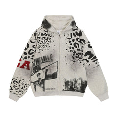 Vale Forever Leopard Archive Graphic Zip-Up Hoodie