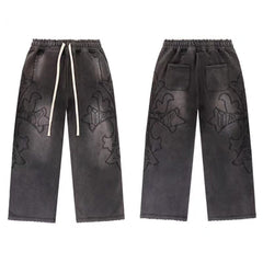 Vale Forever Vintage Gothic Cross Zip-Up Hoodie & Sweatpants Set - Charcoal / Washed Black