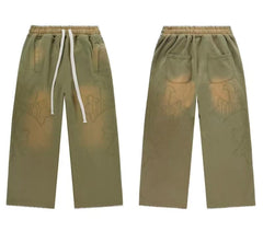 Vale Forever Vintage Gothic Cross Zip-Up Hoodie & Sweatpants Set - Olive Green