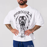 YOUNG LA Sports Short sleeved Men's T-shirt American Trendy Brand Loose Fitness Training Muscle Rubbing Iron Dog Heavy Cotton