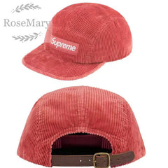 Supreme Red Corduroy 5-Panel Box Logo Camp Cap