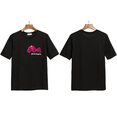 Palm Angels Small Bear Chest Logo T-Shirt - Black/Pink