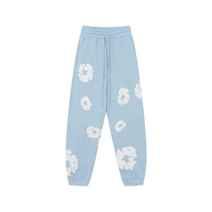 Denim Tears Cotton Wreath Graphic Sweatpants - Light Blue / Relaxed Streetwear Fit