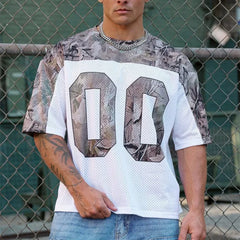 YOUNG LA Sports Men's Short sleeved T-shirt Loose American Breathable Quick drying Elastic Fitness Trendy Brand Large Size Mesh New Style