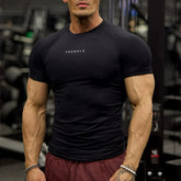 YOUNG LA sports short sleeved men's T-shirt, quick drying, breathable, elastic, American style trendy brand fitness muscle, runner round neck