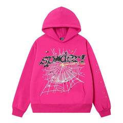 SP5DER Web Graphic Pullover Hoodie and Sweatpants Matching Set - Pink