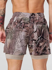 YOONGLA Men's Camouflage Sports Shorts 2-in-1 Double layer Quick drying Fitness Outdoor Training Stretch Pants