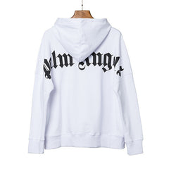 Palm Angels Curved Logo Back Shoulder Hoodie - White/Black