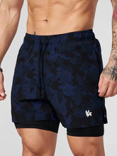 YOONGLA Men's Camouflage Sports Shorts 2-in-1 Double layer Quick drying Fitness Outdoor Training Stretch Pants