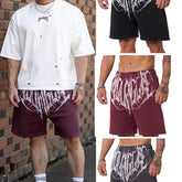 YONGLA trendy men's printed sports and fitness shorts, summer casual trendy basketball and running five quarter pants