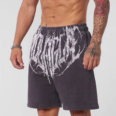 YONGLA trendy men's printed sports and fitness shorts, summer casual trendy basketball and running five quarter pants