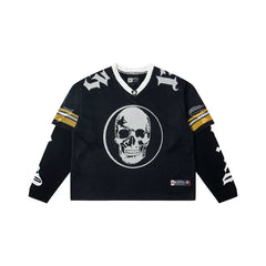 "Godspeed" Layered Mesh Skull Long Sleeve Jersey (Black/Yellow)