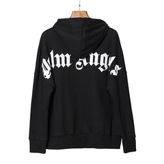 Palm Angels Curved Logo Back Shoulder Hoodie - Black/White