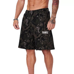 YONGLA sports shorts men's summer fitness running loose five quarter pants black camouflage printed pants
