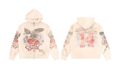 Vale Forever Vintage Eagle & Heart "14" Zip-Up Hoodie & Sweatpants Set - Off White