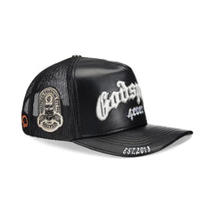 Godspeed Forever Black Leather Trucker Hat