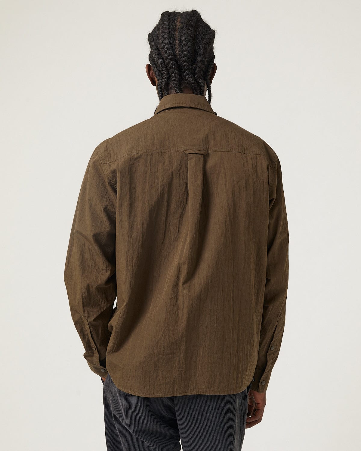 Crinkled Cotton Nylon Shirt - Brown