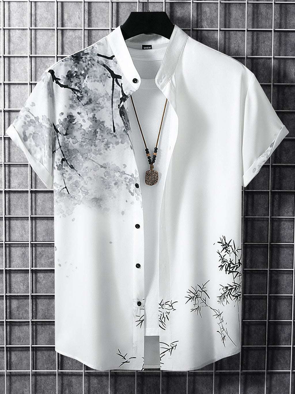 Men 1pc Plants Print Shirt