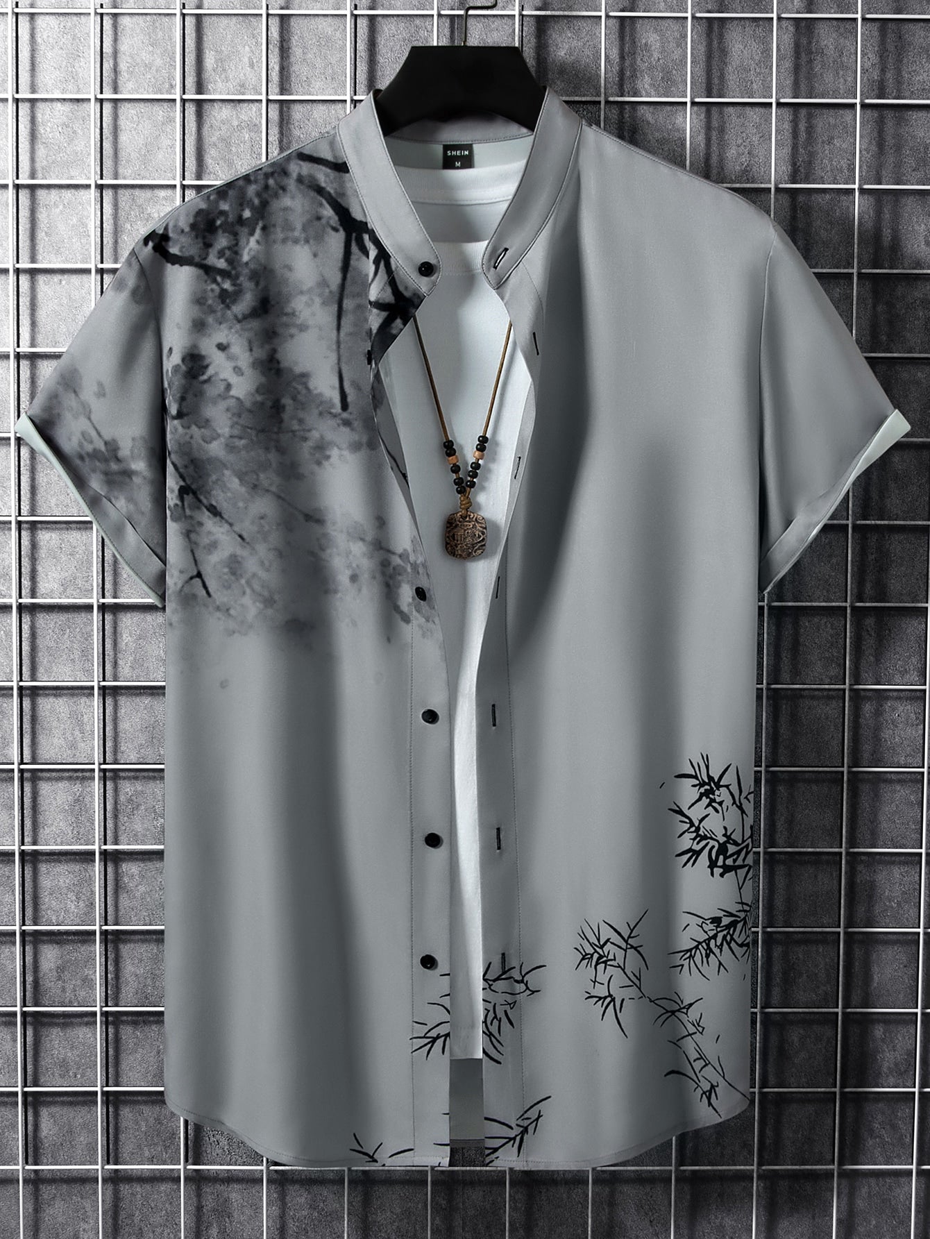 Men 1pc Plants Print Shirt