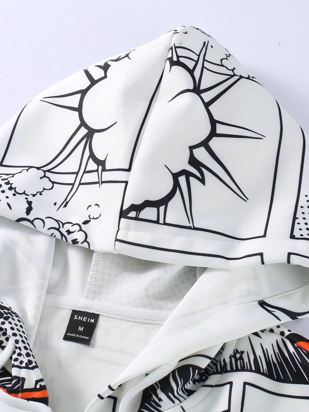 Men 1pc Pop Art Print Zip Up Drawstring Rave Hooded Jacket