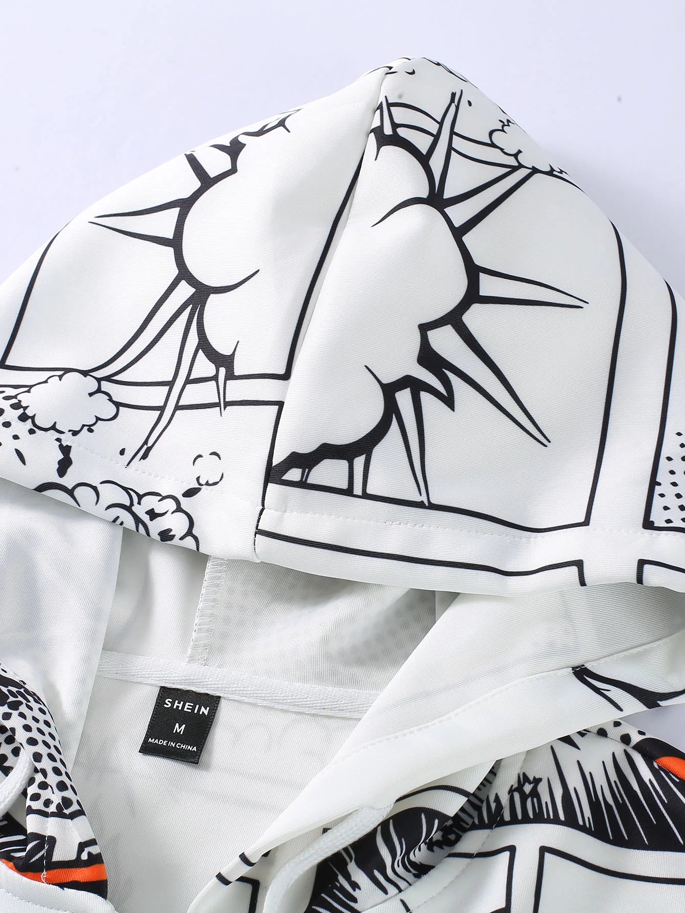 Men 1pc Pop Art Print Zip Up Drawstring Rave Hooded Jacket