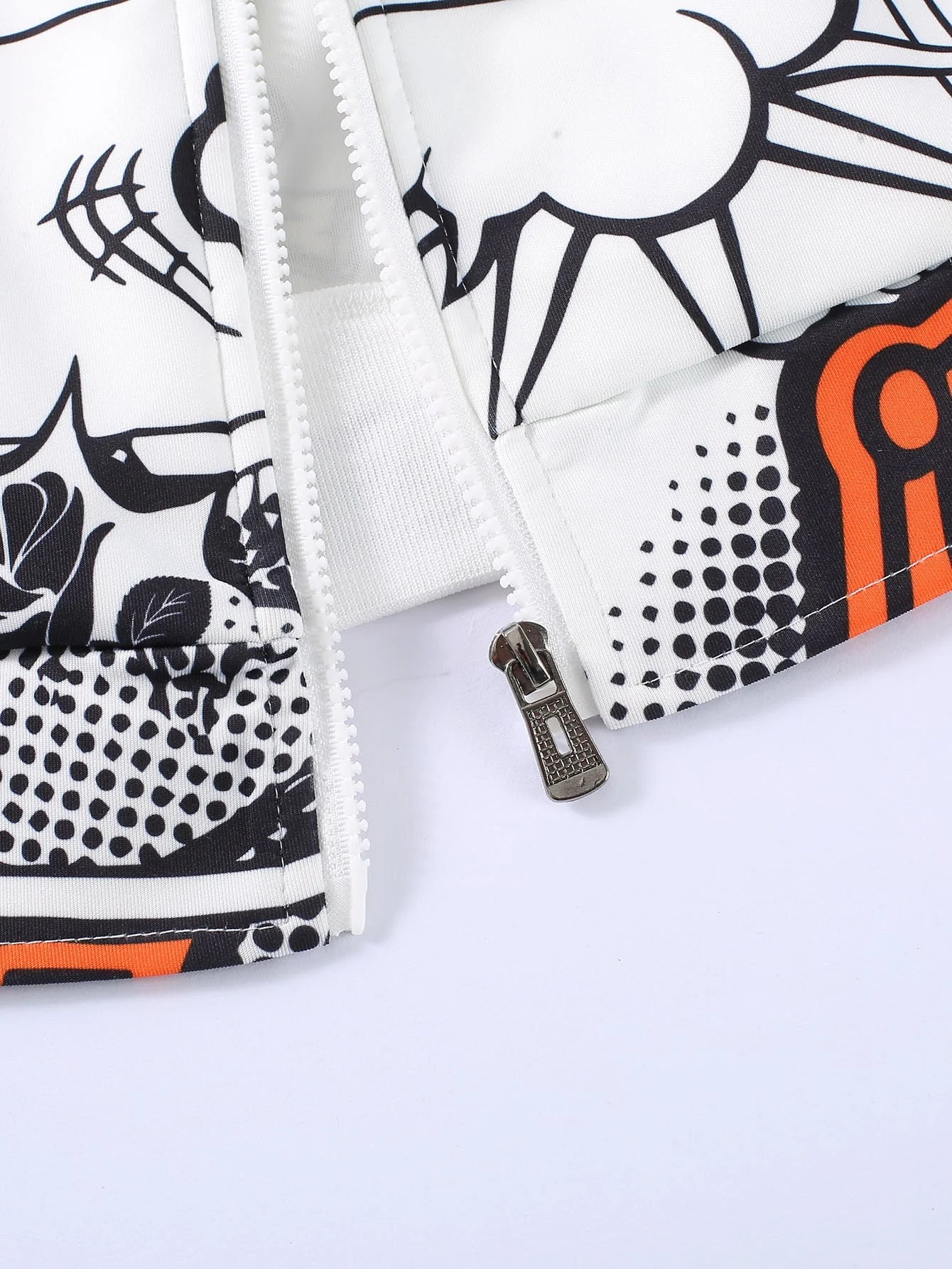 Men 1pc Pop Art Print Zip Up Drawstring Rave Hooded Jacket