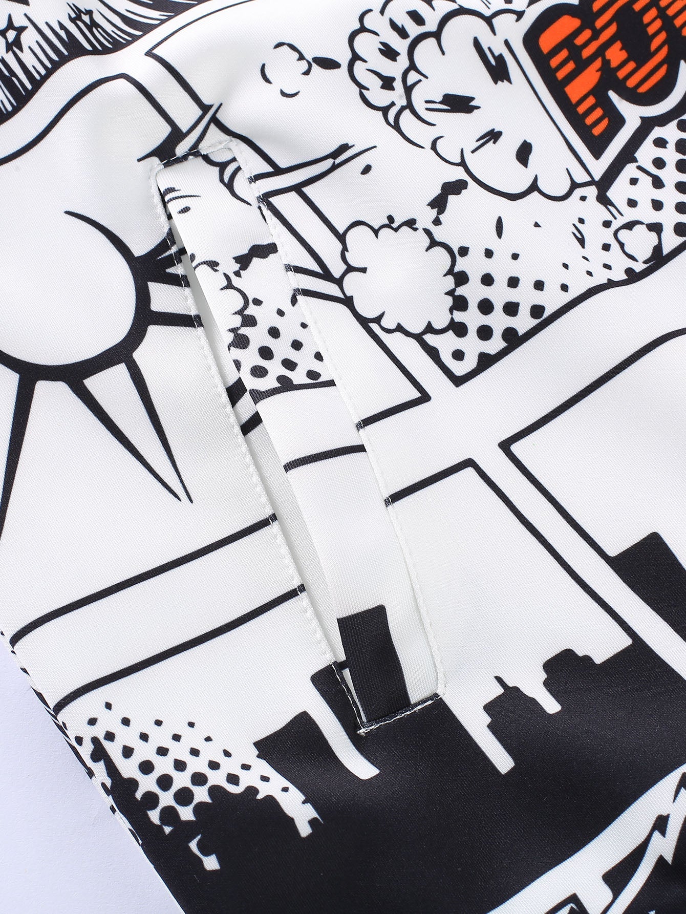 Men 1pc Pop Art Print Zip Up Drawstring Rave Hooded Jacket