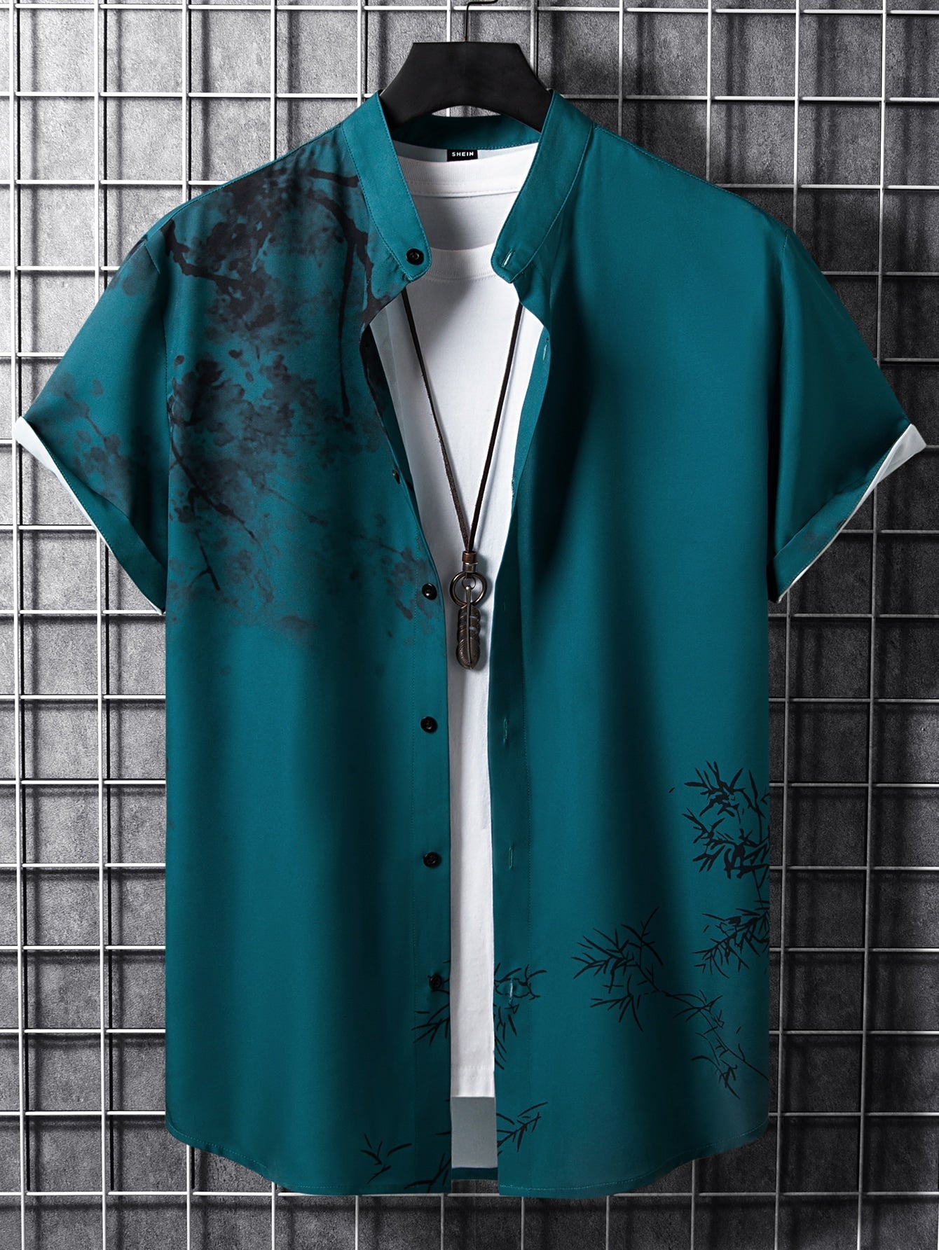 Men 1pc Plants Print Shirt
