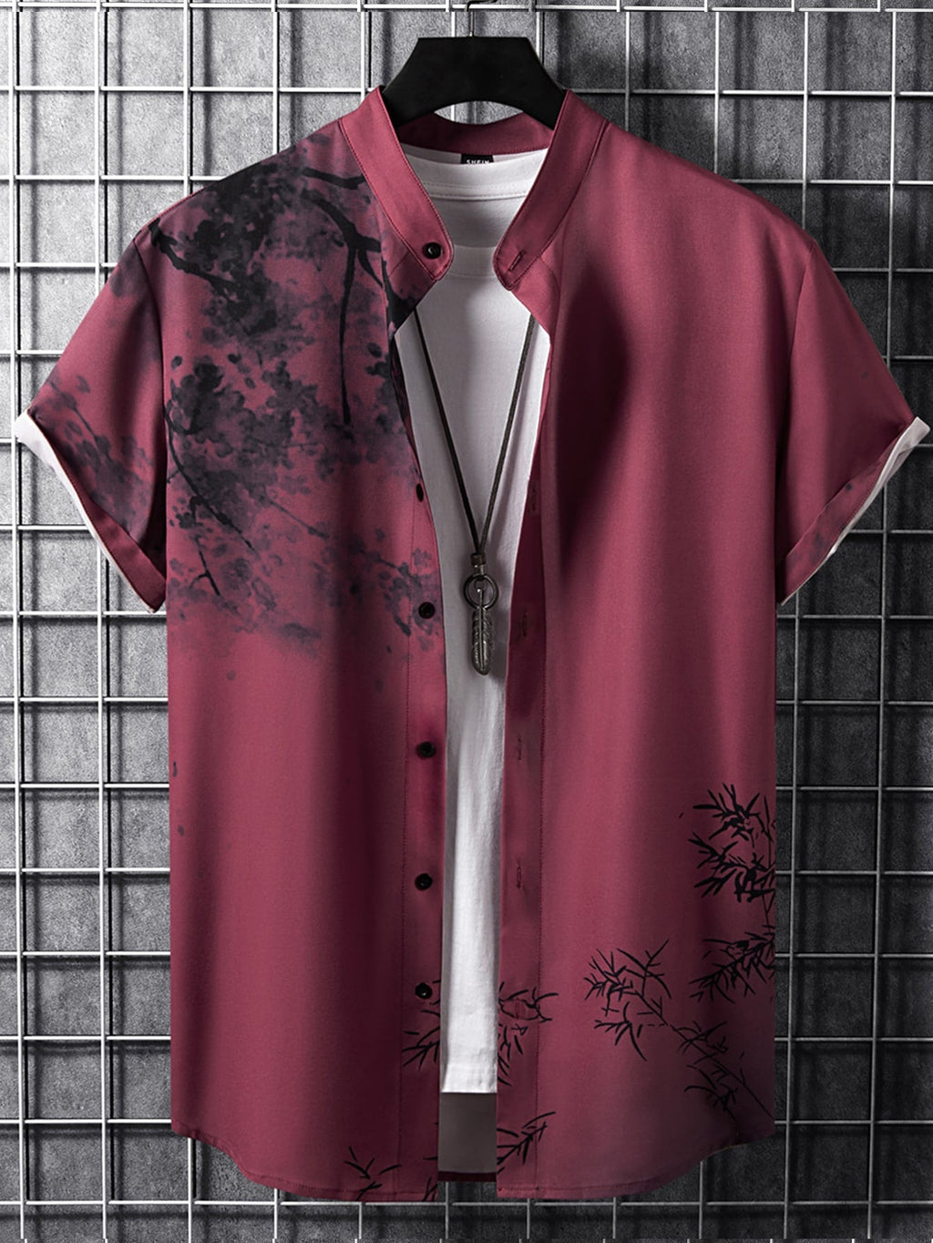 Men 1pc Plants Print Shirt