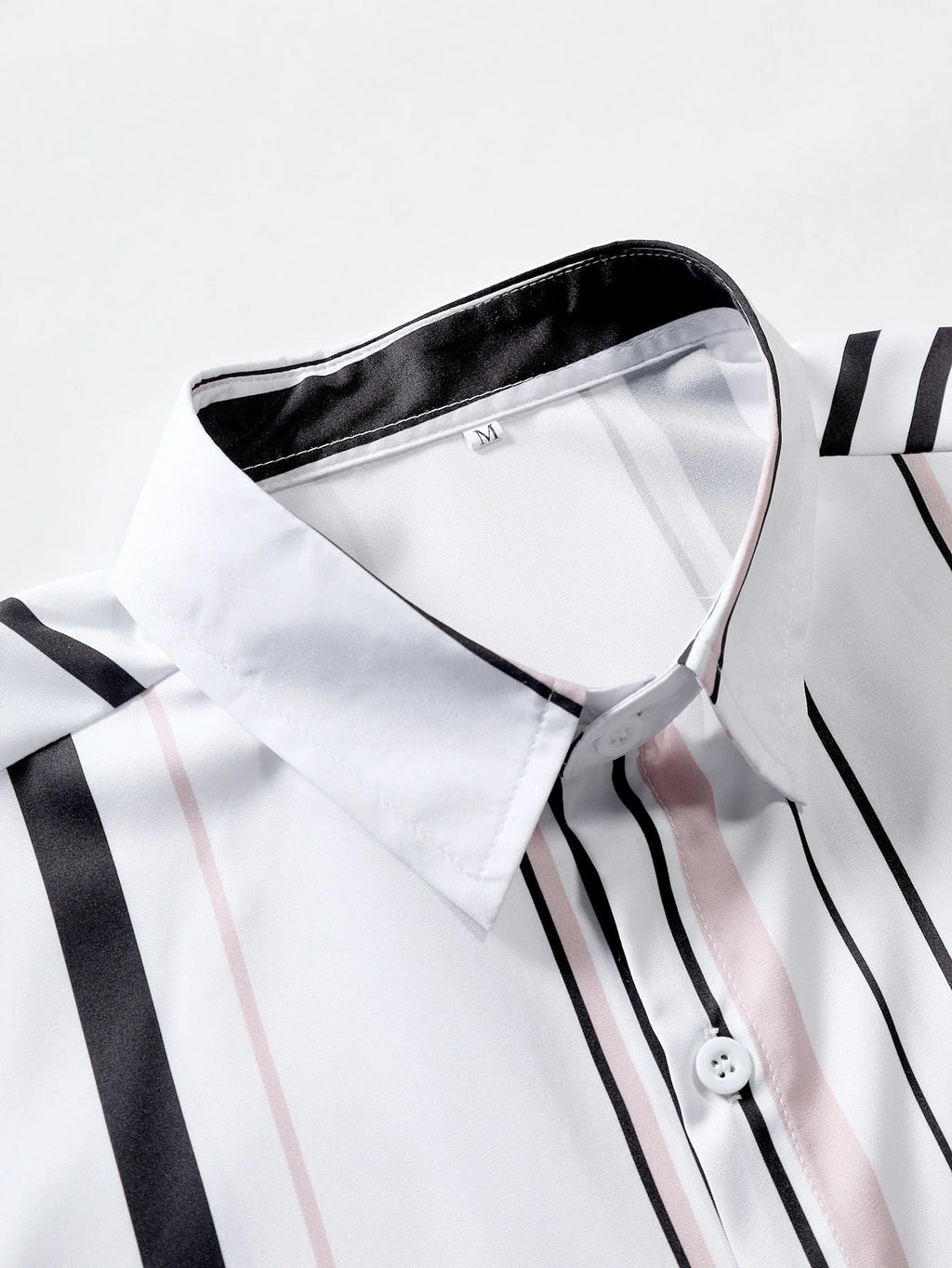 Men Vertical Striped Shirt Without Tee , Slim Fit Short Sleeve Stripe Shirt