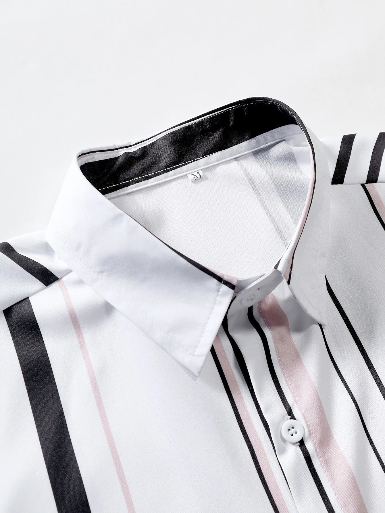Men Vertical Striped Shirt Without Tee , Slim Fit Short Sleeve Stripe Shirt