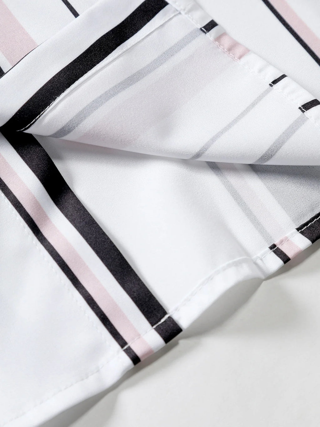 Men Vertical Striped Shirt Without Tee , Slim Fit Short Sleeve Stripe Shirt