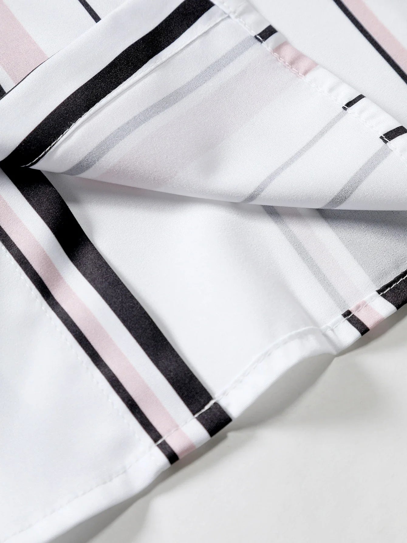 Men Vertical Striped Shirt Without Tee , Slim Fit Short Sleeve Stripe Shirt
