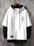 Men's Slogan Graphic 2 In 1 Hoodie With Pocket And Drawstring Letter Long Sleeve Hoodie