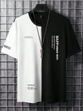 Men T-Shirts Fit Crew Neck Short Sleeve Slogan Tee Simple Summer Polyester