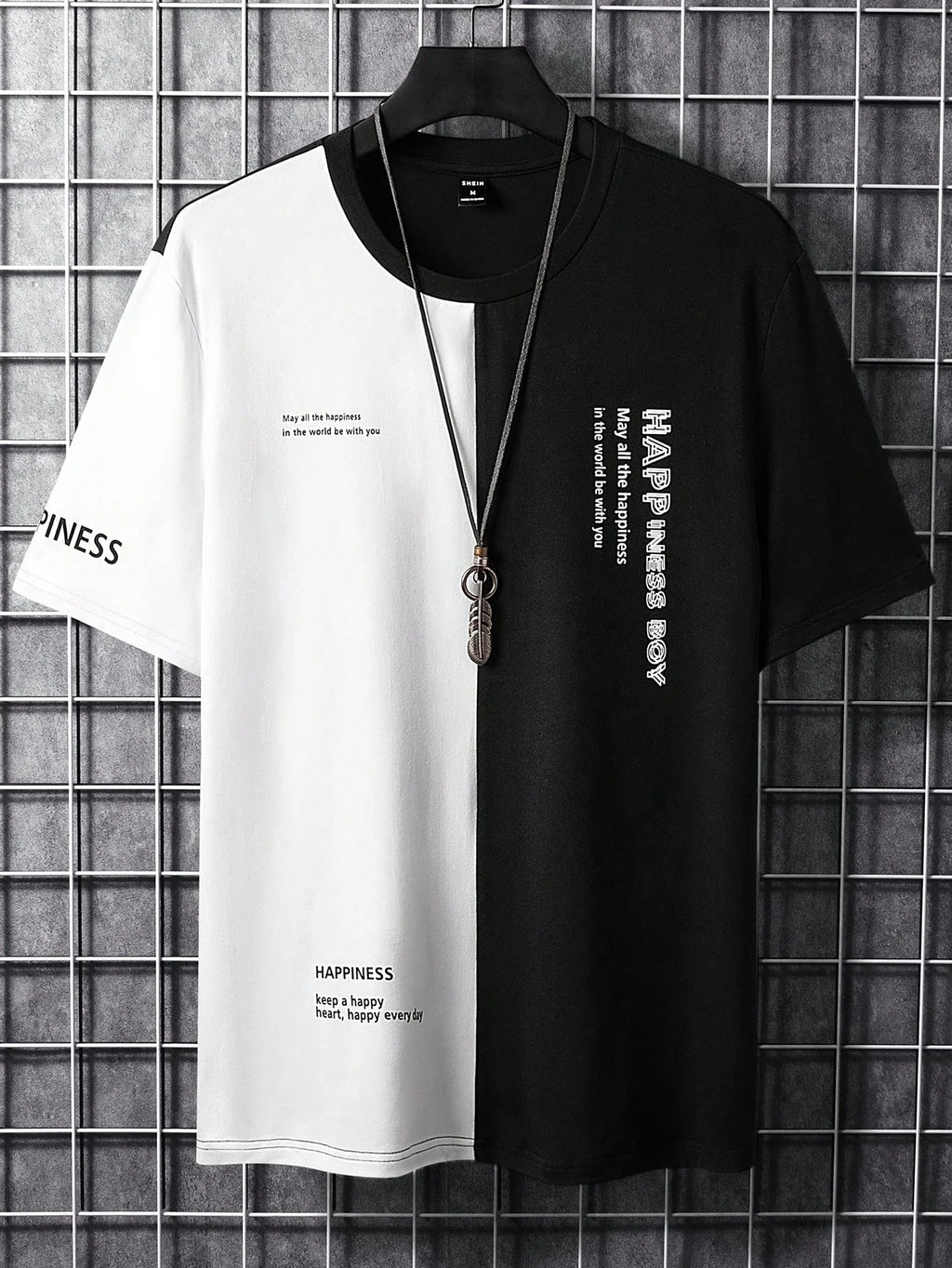 Men T-Shirts Fit Crew Neck Short Sleeve Slogan Tee Simple Summer Polyester