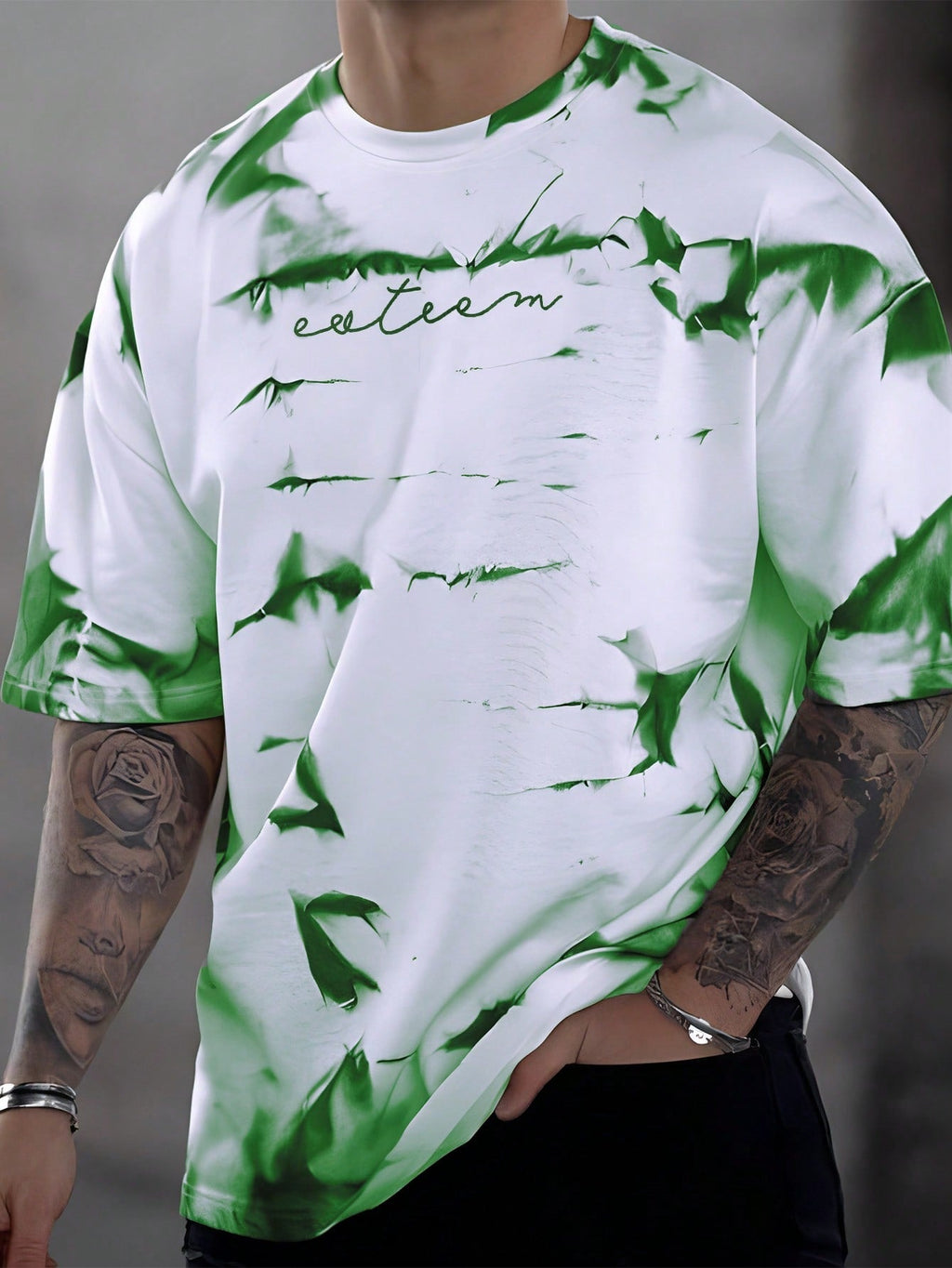 Men Tie Dye Letter Graphic T-Shirt