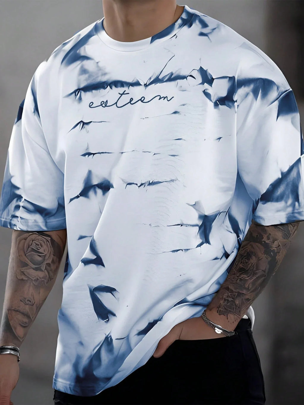 Men Tie Dye Letter Graphic T-Shirt