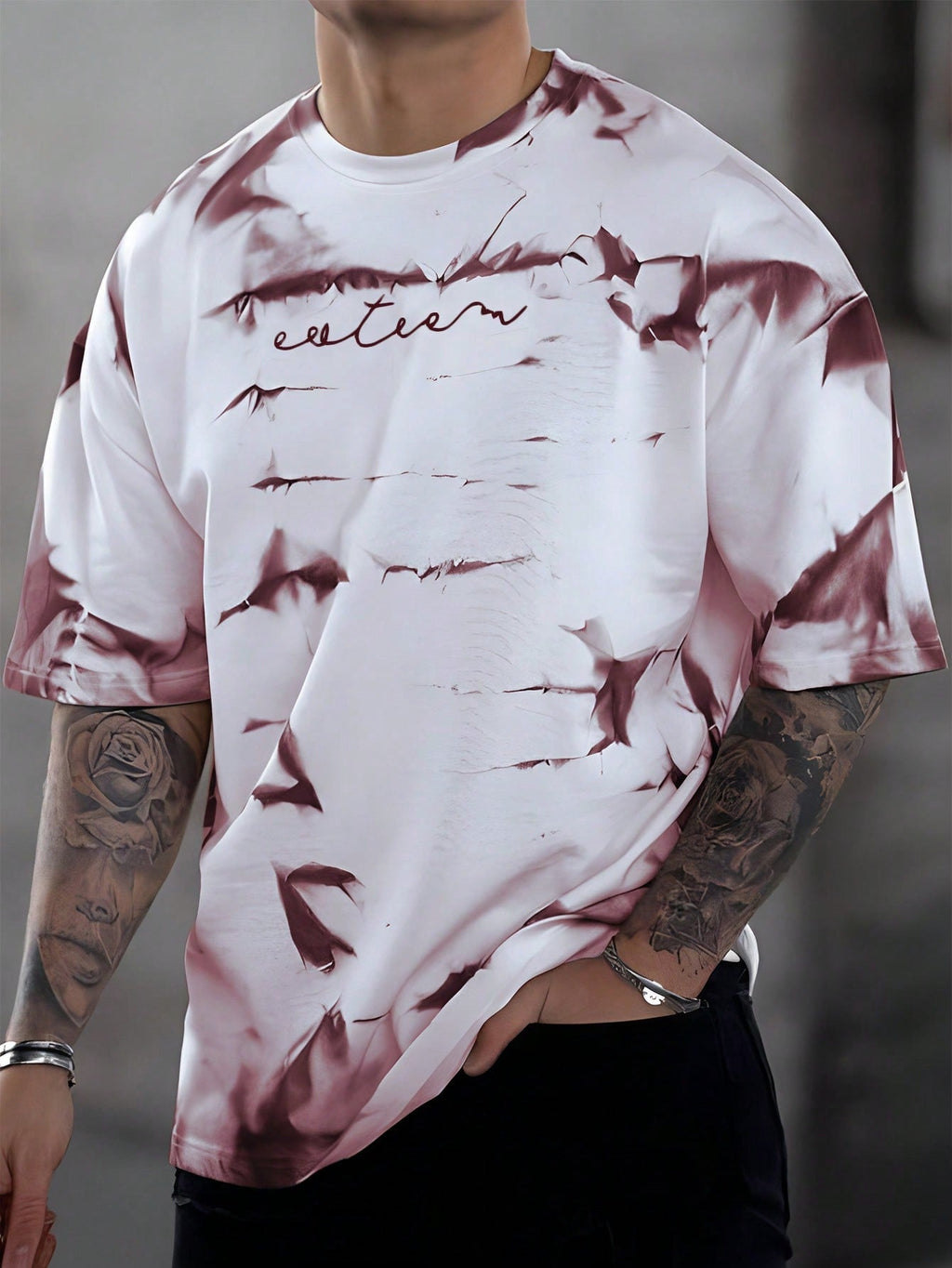 Men Tie Dye Letter Graphic T-Shirt