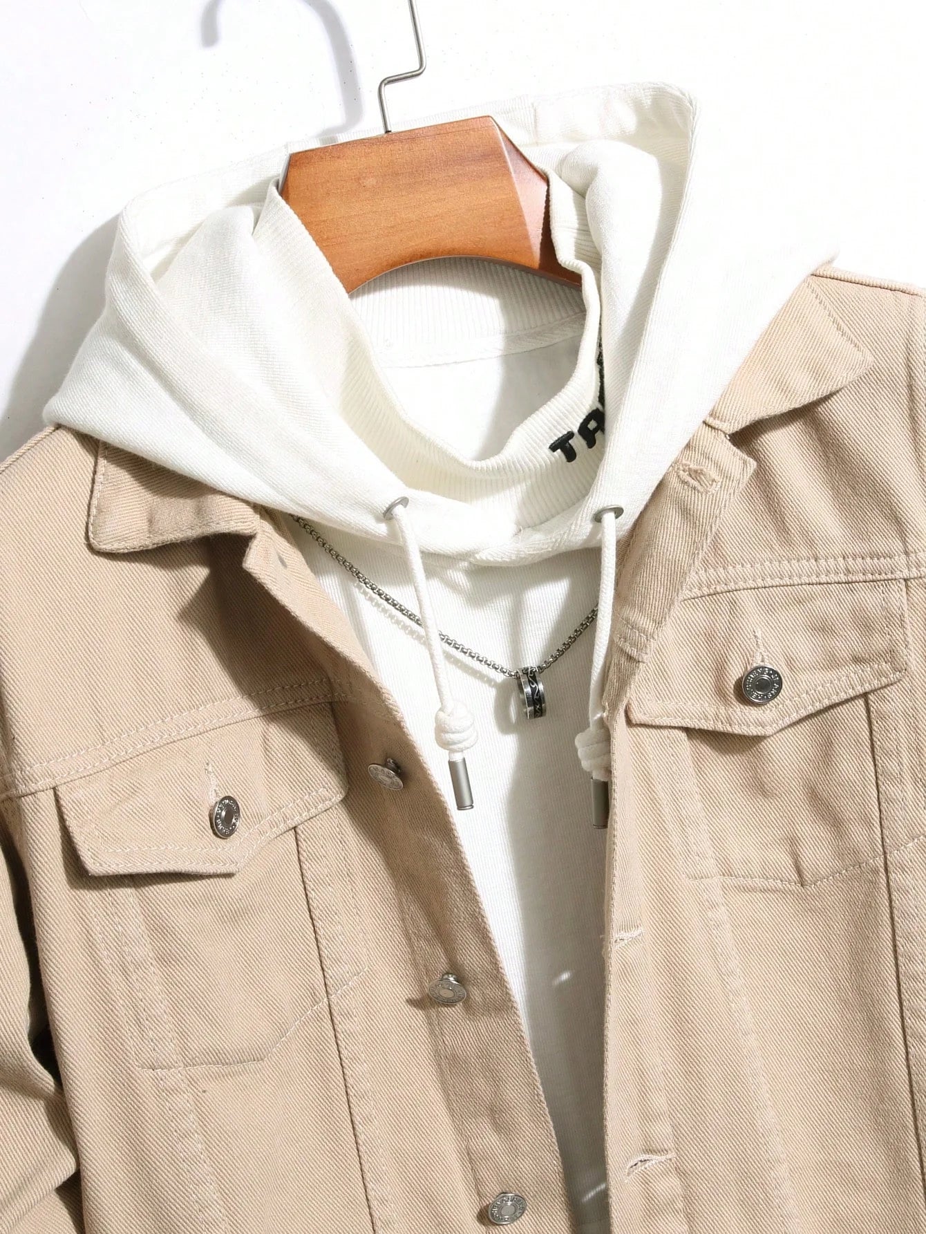Men Flap Pocket Denim Jacket Without Hoodie