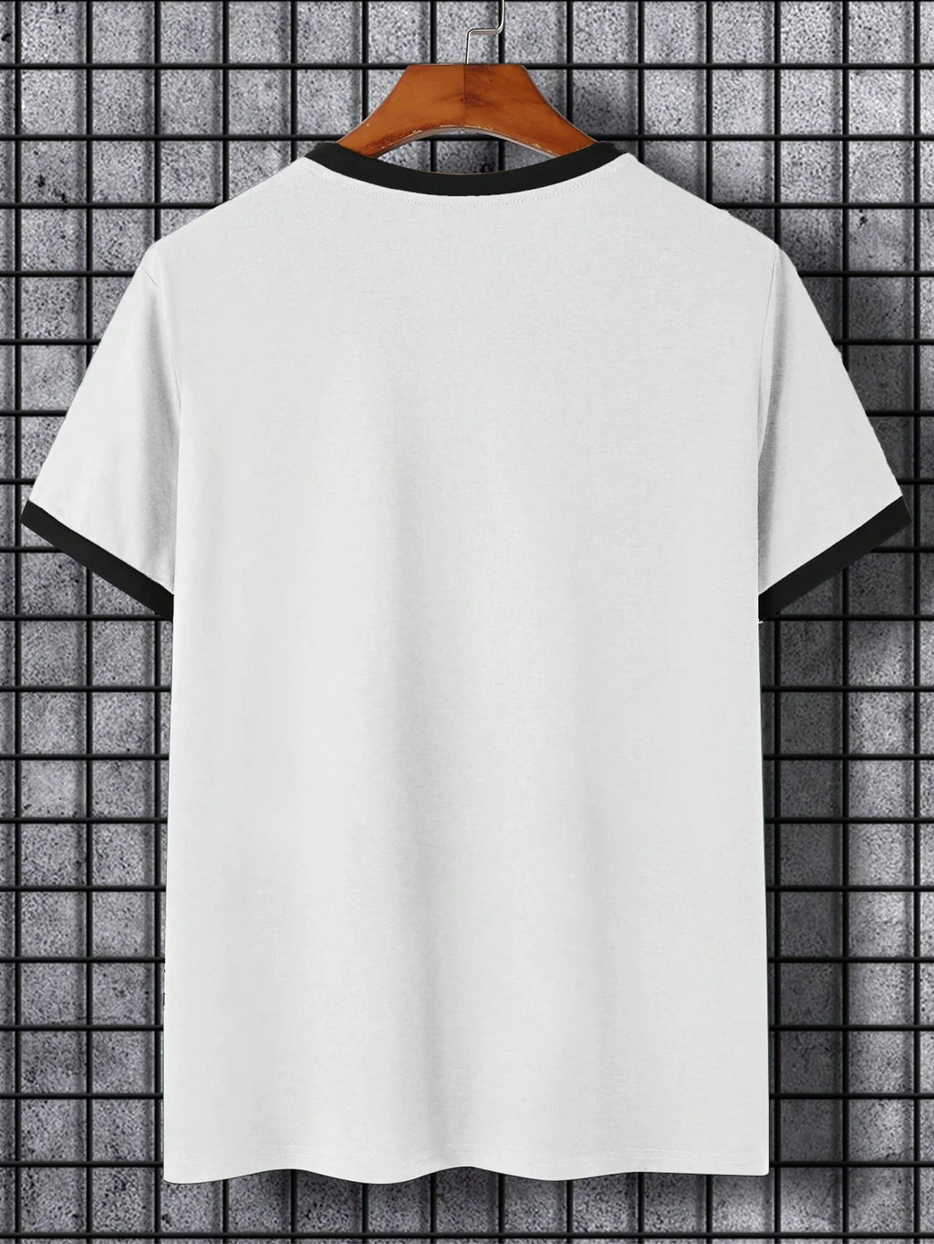 Men Letter Graphic Contrast Trim Short Sleeve Ringer Tee