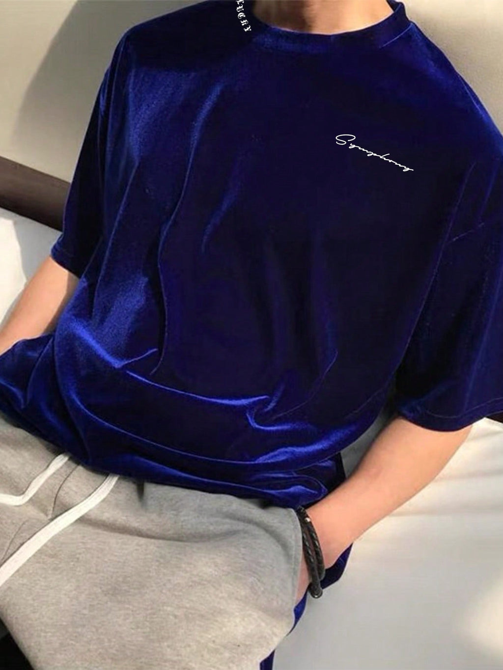 Men's Letter Print Drop Shoulder T-shirt