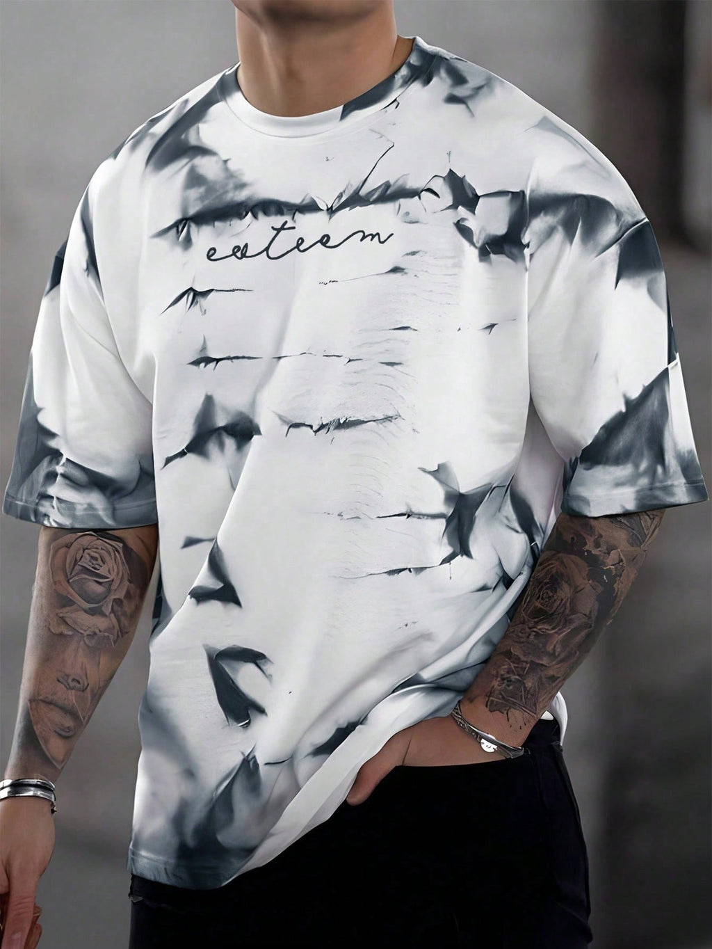 Men Tie Dye Letter Graphic T-Shirt