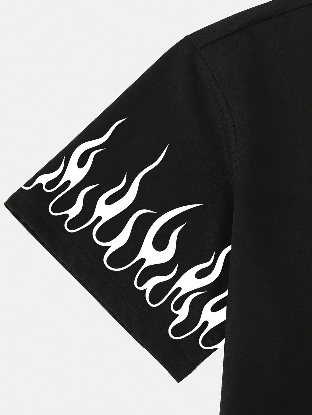 Men Casual Slogan And Flame Print Short Sleeve T-Shirt