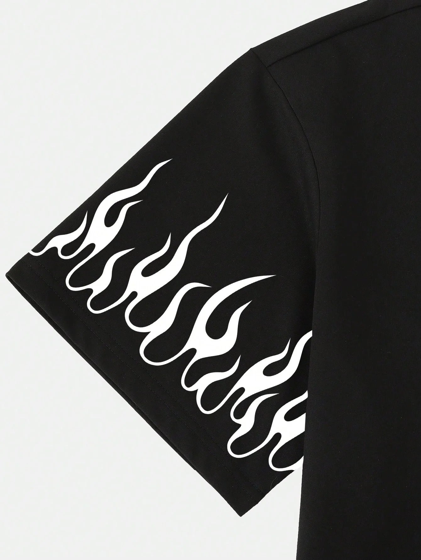 Men Casual Slogan And Flame Print Short Sleeve T-Shirt