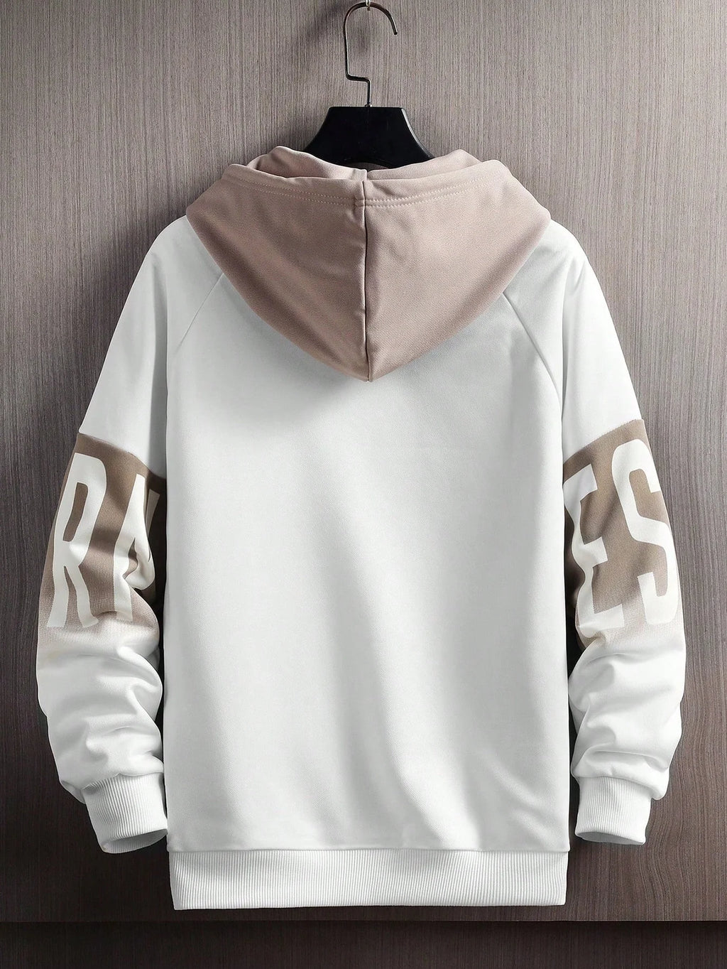 Men's Colorblock Letter Print Drawstring Hoodie