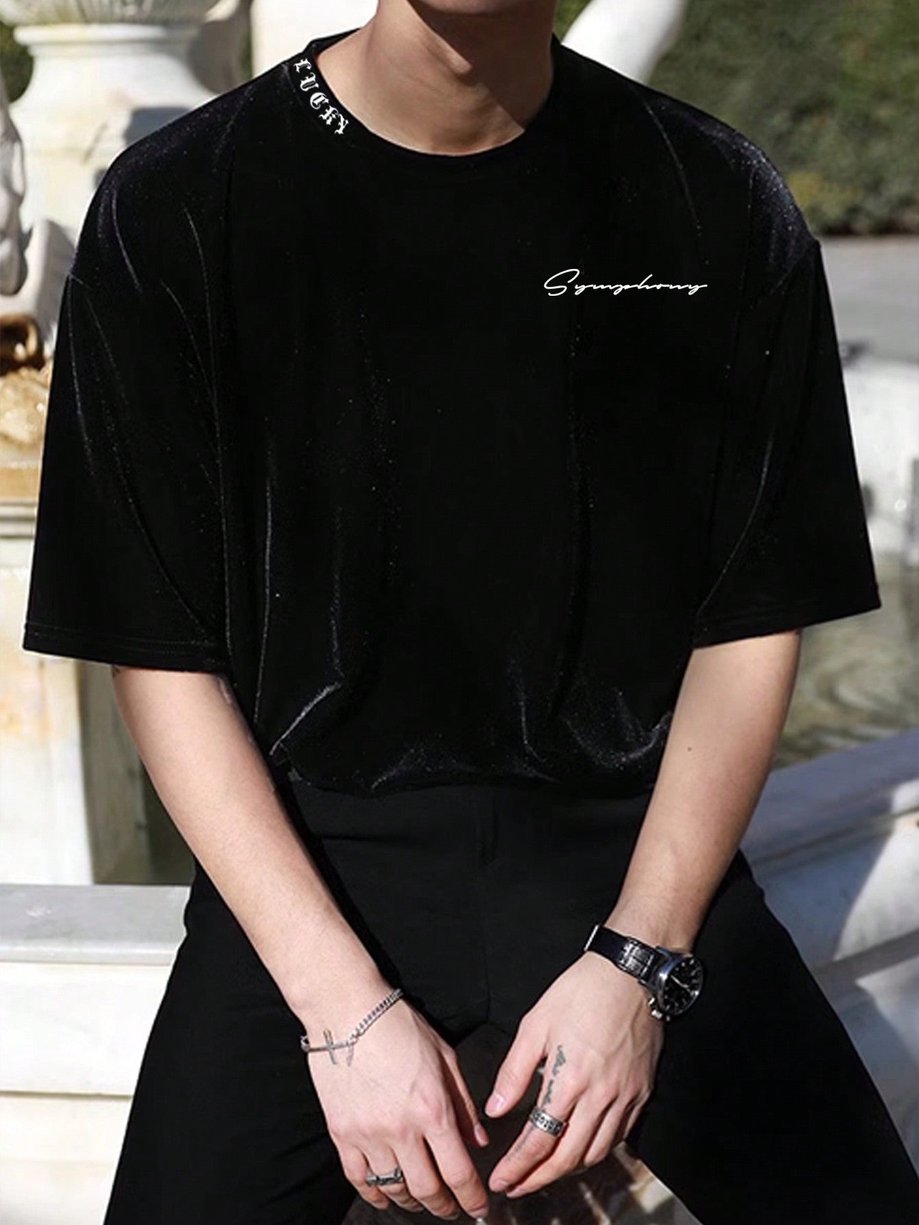Men's Letter Print Drop Shoulder T-shirt