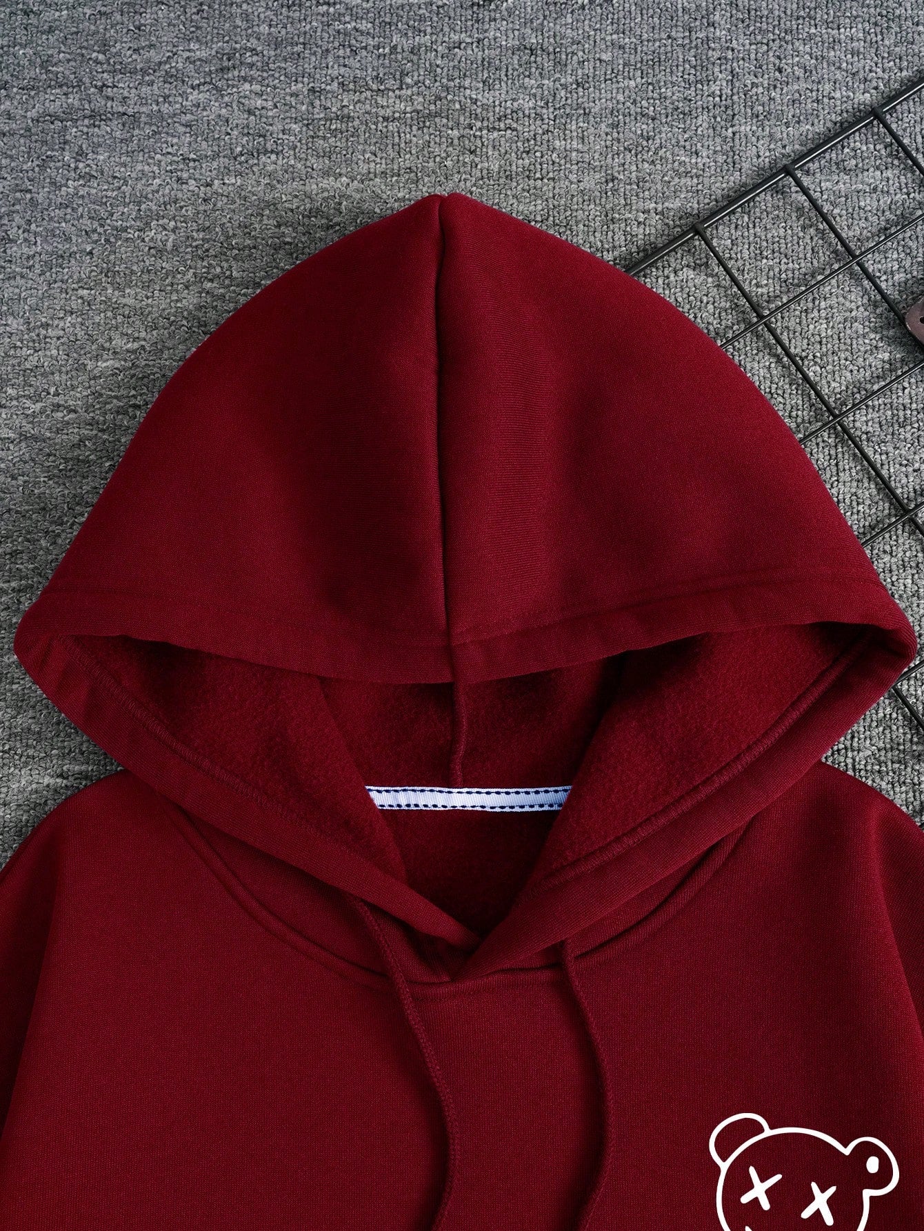 Men's Bear Print Drawstring Hooded Fleece Sweatshirt